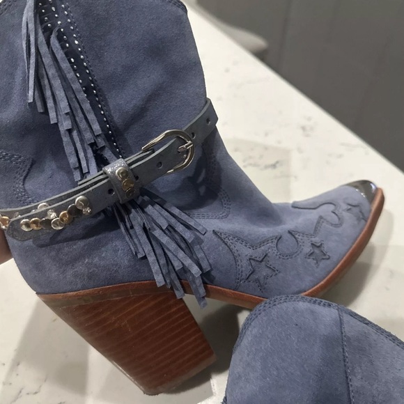 Aldo x Tezza Ankle Blue Cowboy Boot Women's  Pattern  Pointed Toe Size 8 - Picture 10 of 10